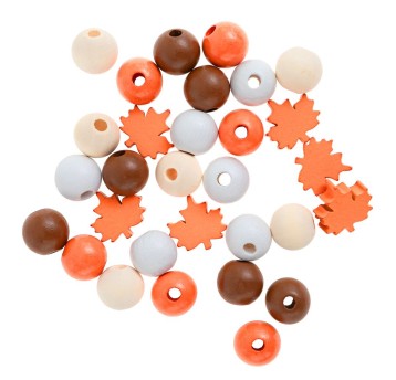 DREWNIANE KORALIKI JESIENNE 16 MM 30 SZT