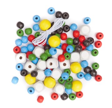 DREWNIANE KORALIKI KOLOROWE BASIC 100 SZT. 0558