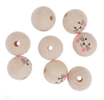 DREWNIANE KORALIKI KULKI 3 CM KOCIE BUŹKI 8523