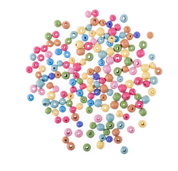 DREWNIANE KORALIKI KULKI 8&10 MM TĘCZOWE 40G 2195