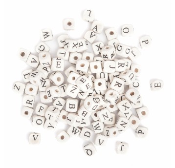 DREWNIANE KORALIKI, LITERY , 100 SZT. 0336 A'6