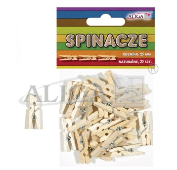 Drewniane spinacze bezbarwne, rozm. 25 mm