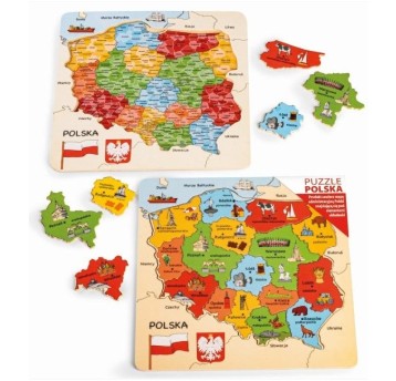 DREWNO MAPA POLSKI PUZZLE 1004