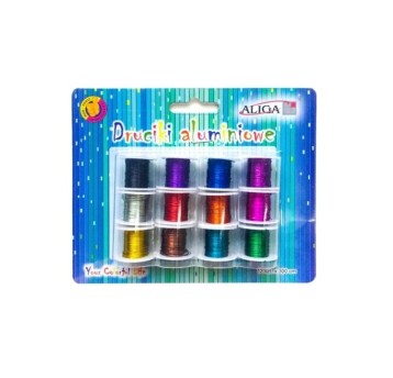 Druciki aluminiowe na szpulkach, 12kol