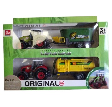 DWA TRAKTORY 9CM DWIE PRZYCZEPY 12CM 5674