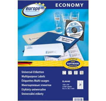 Etykiety uniwersalne Economy 63,5x38,1mm białe