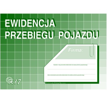 EWIDENCJA PRZEBIEGU POJ. (BEZ KOSZT.) A5 K17