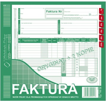 FAKTURA 2/3 A4 (O+2K) PŁATNIK/ODBIORCA 148-2E
