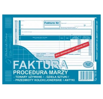 FAKTURA-PROC MARŻY-TOWARY UŻYW A5 195-3E