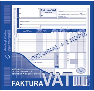FAKTURA VAT 2/3 A-4 (PEŁNA ORYG. +2K) 102-XE
