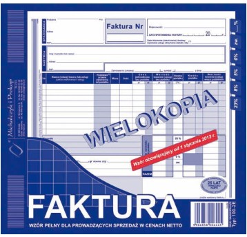 FAKTURA VAT 2/3 A4 WIELOKOPIA 100-2E