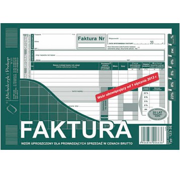 FAKTURA VAT BRUTTO A5 POZIOM - UPROSZCZONA 123-3E