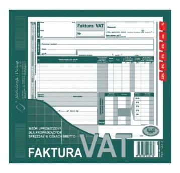 FAKTURA VAT BRUTTO UPROSZCZONA 2/3 A4 122-2E