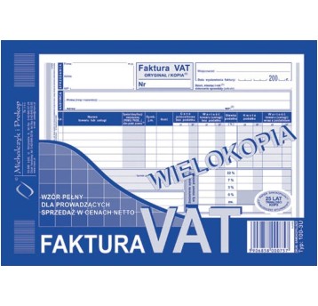 FAKTURA VAT SPRZ.CENACH NETTO A5 100-3E WIELOKOPIA