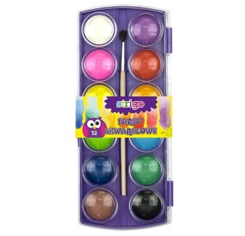 FARBY AKWAR. Z PĘDZELKIEM 12KOL 7328