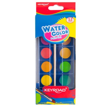 FARBY AKWARELOWE Z PĘDZELKIEM 12KOL 23MM 6707