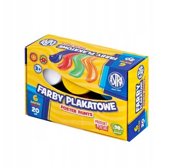 Farby plakatowe ASTRA 6 kolx20ml Standard box 5144