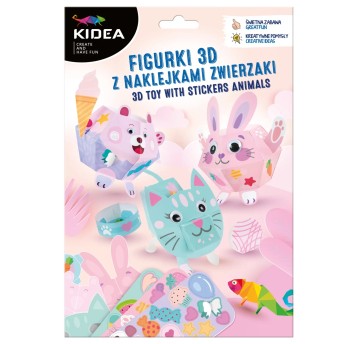 FIGURKI 3D Z NAKLEJKAMI ZWIERZAKI KIDEA 4543