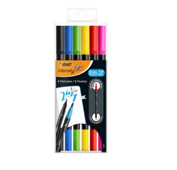 FLAMASTRY BIC INTENSITY DUAL TIP MIX 6 KOL 9551