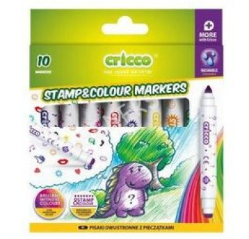 FLAMASTRY DWUSTRONNE Z PIECZATKAMI CRICCO 10KOL.