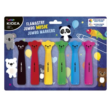 FLAMASTRY JUMBO Z FIGURKĄ MISIE 6 KOLORÓW KIDEA