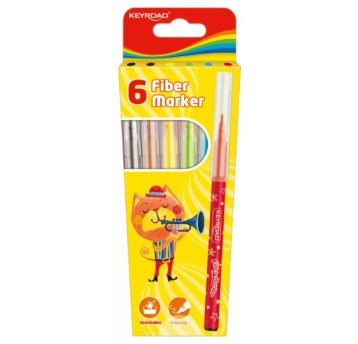 FLAMASTRY KEYROAD 2MM/6SZT ZAWIESZKA