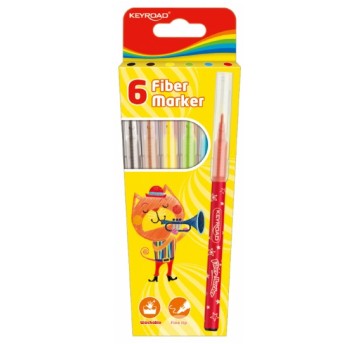 FLAMASTRY KEYROAD 2MM/6SZT ZAWIESZKA