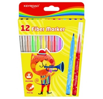 FLAMASTRY KEYROAD FIBER MARKER 12 kol. 7681