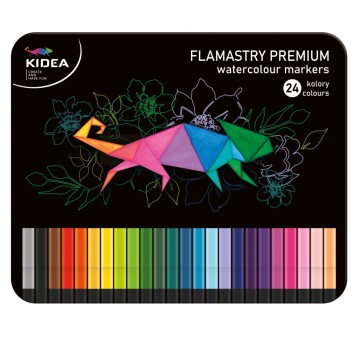 FLAMASTRY KWADRATOWE W METALOWYM PUDŁEKU 24 KOLO