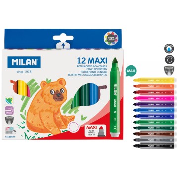 FLAMASTRY MAXI ZE STOŻKOWĄ KOŃCÓWKĄ 12 KOL. 0200