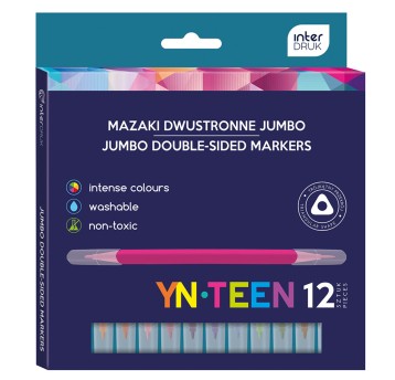 FLAMASTRY MAZAKI DWUSTR. JUMBO TRÓJK. 12 KOL 4740