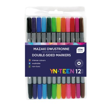 FLAMASTRY MAZAKI DWUSTRONNE 12 KOL YN-TEEN A'12
