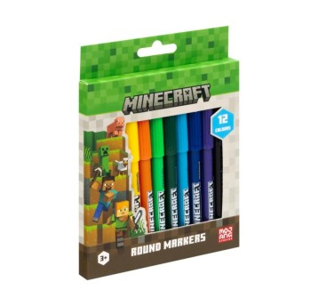 FLAMASTRY OKRĄGŁE MINECRAFT– 12 KOLORÓW 7045