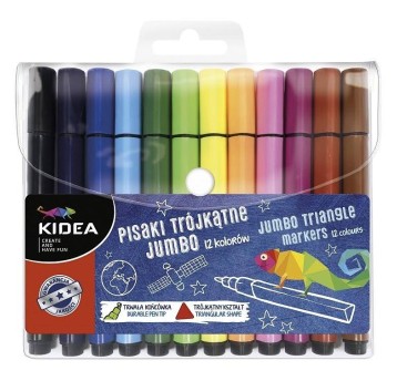 FLAMASTRY PISAKI TRÓJKĄTNE JUMBO 12SZT KIDEA 1846