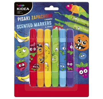 FLAMASTRY PISAKI ZAPACHOWE DWUSTRONNE 6 KOL KIDEA