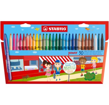 FLAMASTRY STABILO POWER PUD. Z ZAWIESZKĄ 30KOL