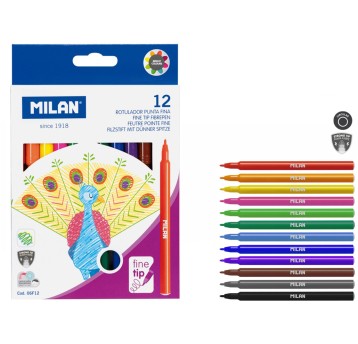 FLAMASTRY Z CIENKĄ KOŃCÓWKĄ 12 KOL. 0754