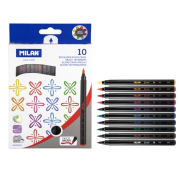 FLAMASTRY Z KOŃCÓWKĄ PĘDZELKIEM 10 KOLORÓW 6072