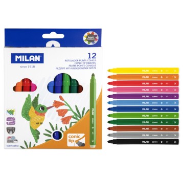 FLAMASTRY ZE STOŻKOWĄ KOŃCÓWKĄ 12 KOL 8347