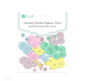 GUZIKI DREWNIANE MIX, 30 SZT. - PASTELOWE 7400 A'6