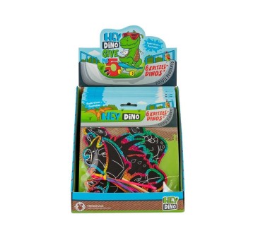 HEY DINO Kolorowanka-wydrapywanka z rysikiem 6 szt