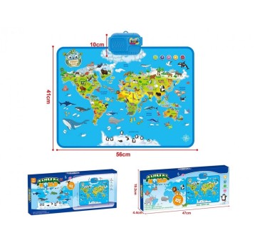 Interaktywna mapa zwierząt świata 56x41cm 5816