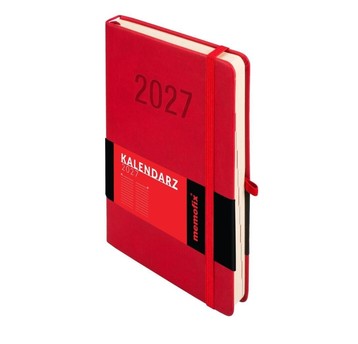 Kalendarz 2027 Memofix A5 dzienny czerwony 8183