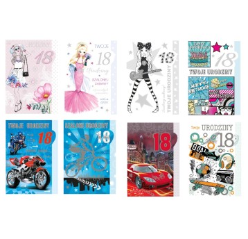KARNET B6X URODZINY 18-STKA ZEST.627 CHŁ/DZI A'25