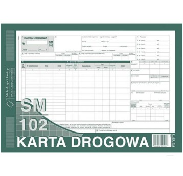 KARTA DROGOWA - SAM.CIĘŻ. A4 SM/102 801-1 NUMER.