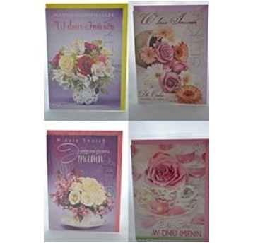 KARTKA KARNET W DNIU IMIENIN MIX RUS043