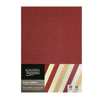 KARTON OZDOBNY ELEGANC CZERWIEŃ (10) 210-250G 7315