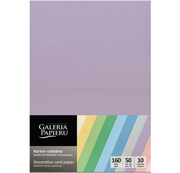 KARTON OZDOBNY GŁADKI MIX PASTEL SATYNA 160g (50)