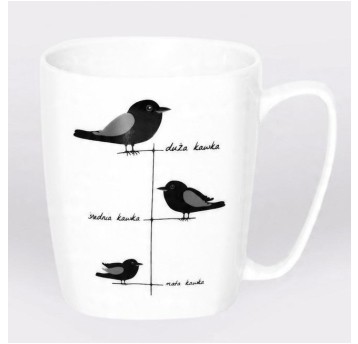 KAWKI / KAWKA / kubek biały z uchem 1045