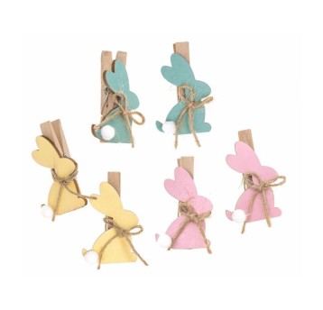 KLAMERKI DREWNIANE - KRÓLICZKI 4,8 CM, 6 SZT. 4166